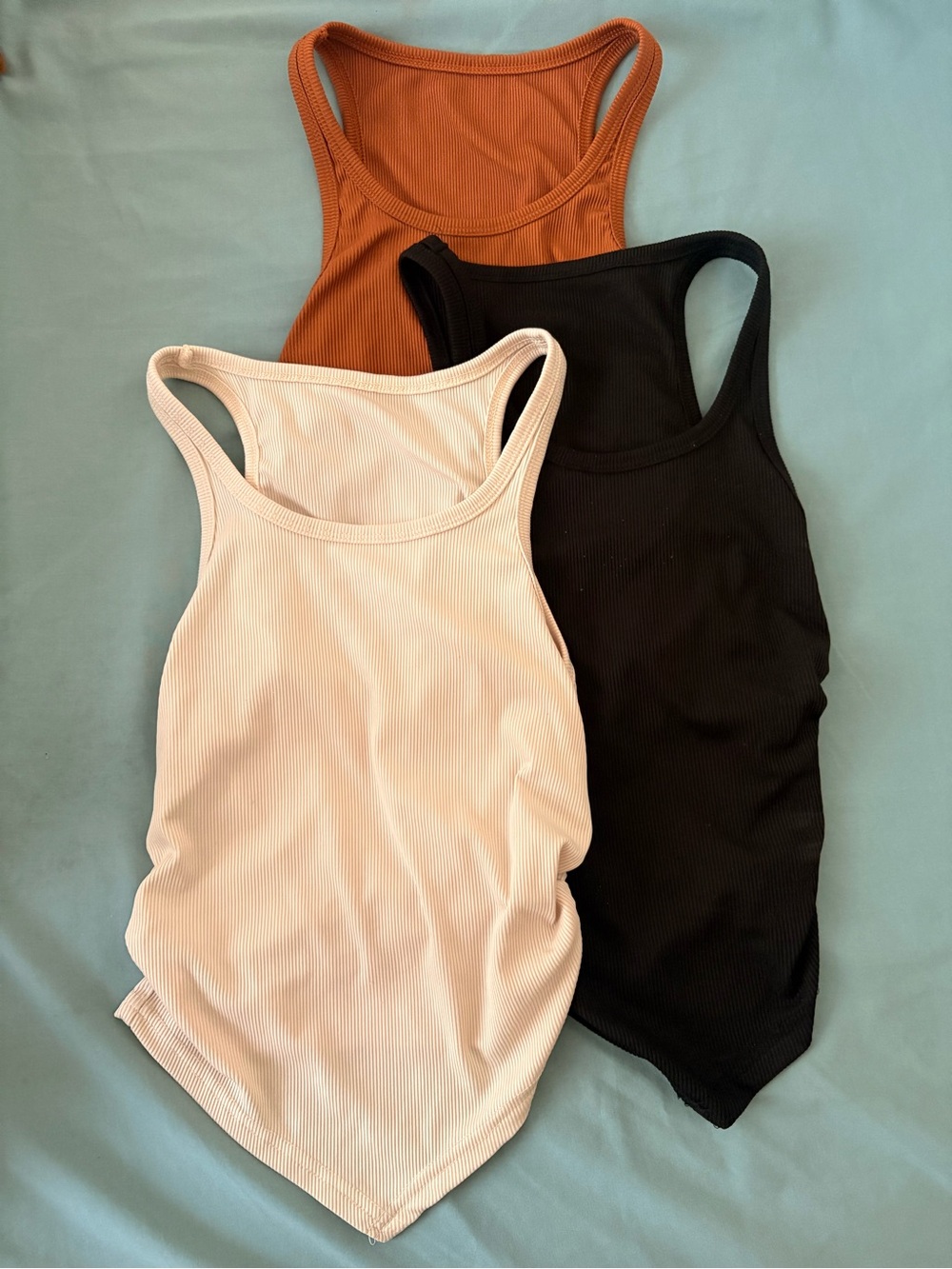 SHEIN Ribbed Tank One-Piece Trio - Black, Cream & Brown